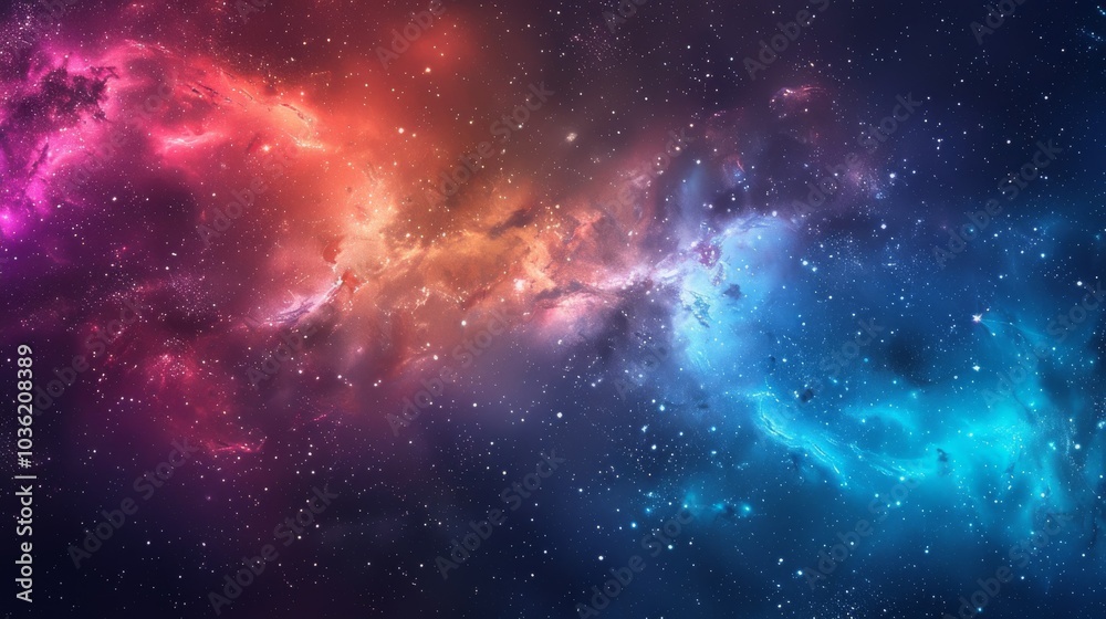 Fototapeta premium Colorful nebula and starry sky, with magical colors and cosmic dust