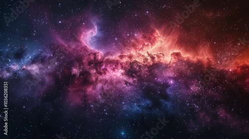 Colorful nebula and starry sky, with magical colors and cosmic dust