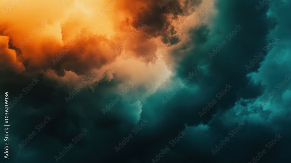 Dramatic Sky with Orange and Blue Clouds Dramatic Sky with Orange and Blue Clouds