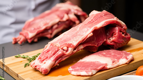 Raw Animal Carcass for Culinary Presentation in Food Photography photo