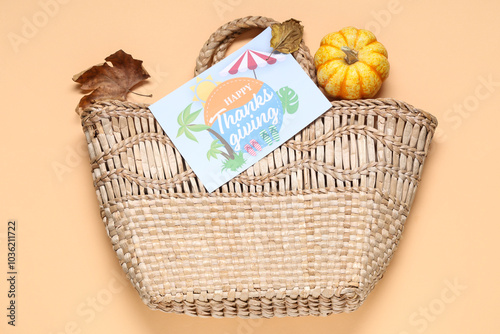 Beach bag with pumpkin, aut...