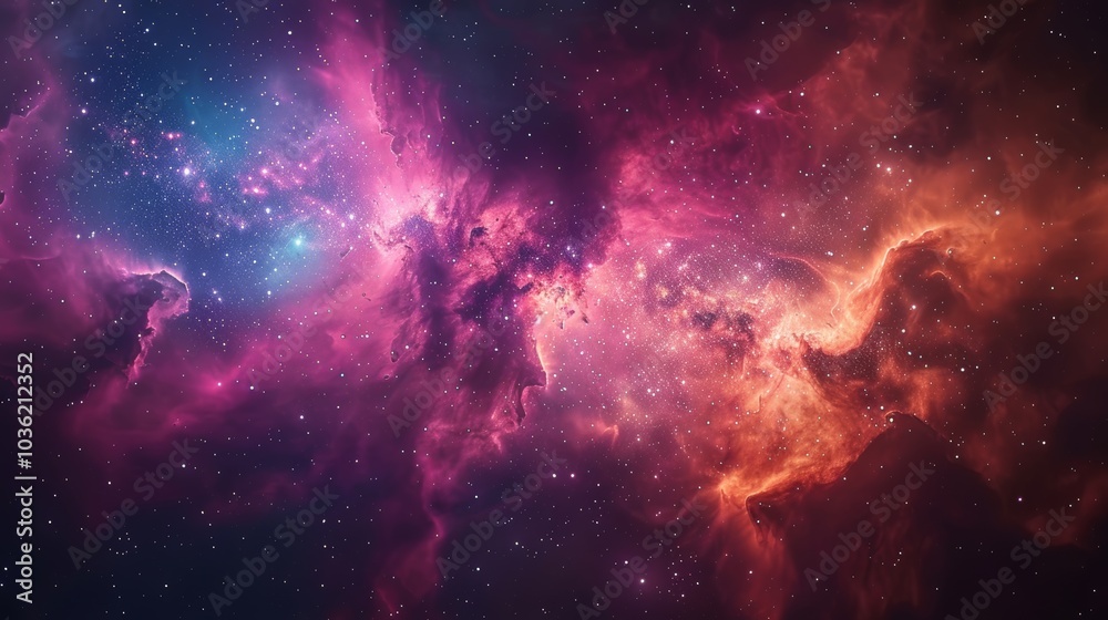 Fototapeta premium Colorful nebula and starry sky, with magical colors and cosmic dust