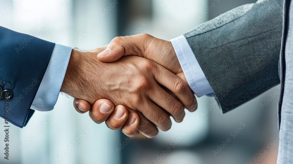 Two hands shaking in a business setting, symbolizing agreement or partnership. Two hands shaking in a business setting, symbolizing agreement or partnership.