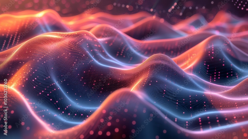 Flowing dots wave, abstract particle technology, hi-tech background for flyers and brochures Flowing dots wave, abstract particle technology, hi-tech background for flyers and brochures