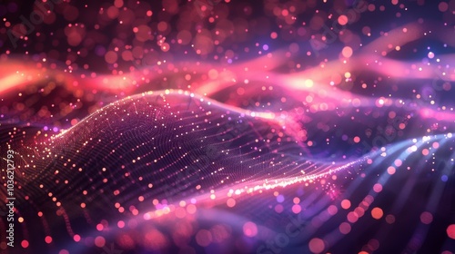 Flowing dots wave, abstract particle technology, hi-tech background for flyers and brochures