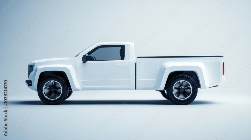 A modern white pickup truck showcased in a minimalist setting. A modern white pickup truck showcased in a minimalist setting.