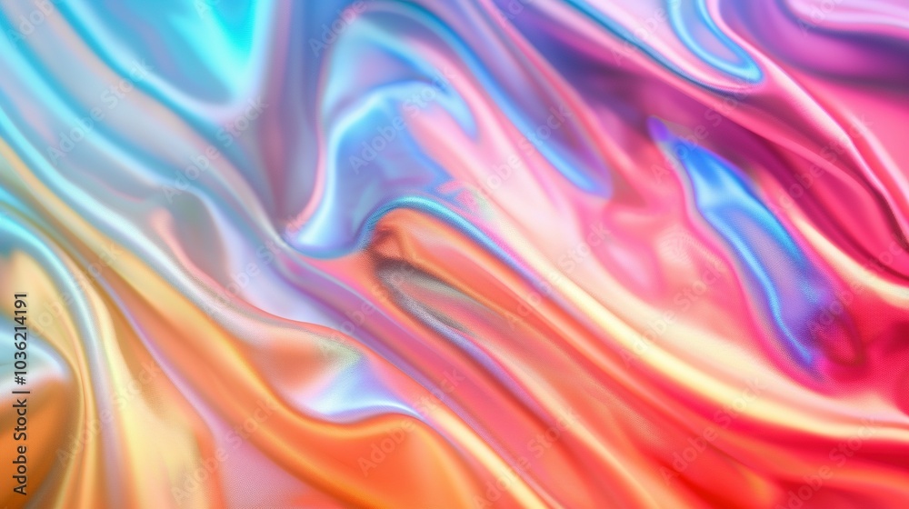 Obraz premium Abstract iridescent fabric with flowing, wavy patterns