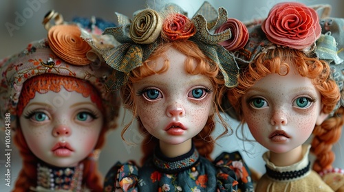 Charming Vintage Dolls with Red Hair and Green Eyes