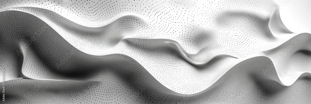 Obraz premium Abstract White Surface with Black Dot Pattern and Wavy Texture