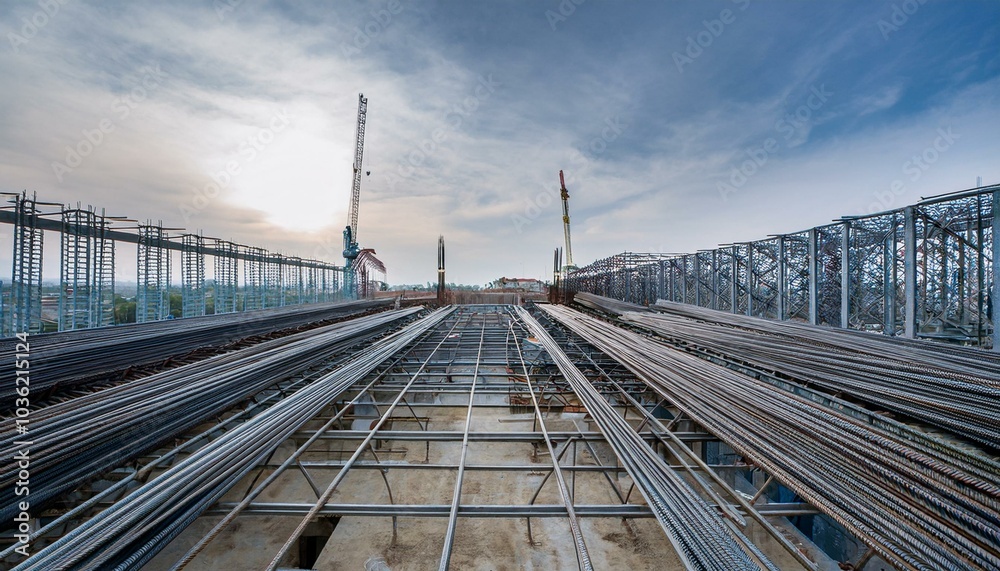 Naklejka premium 고층 건물의 기초 철골 구조