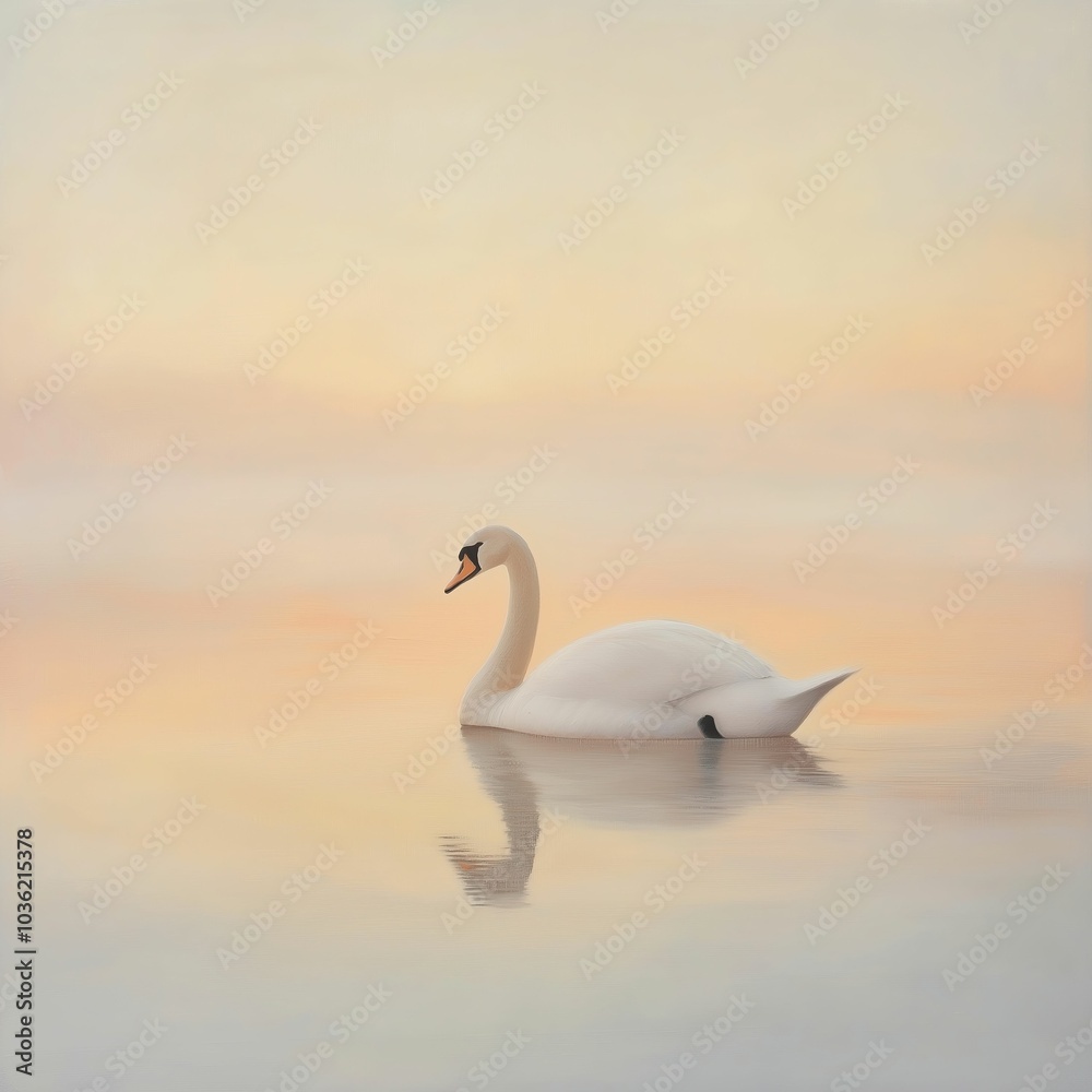 Graceful swan gliding on serene water at sunset Graceful swan gliding on serene water at sunset