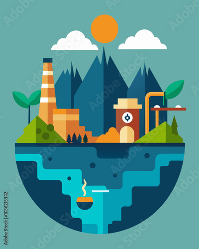 An environmental impact assessment was conducted on a proposed mining project taking into account potential air and water pollution as well as the effects of disrupting natural. Vector illustration