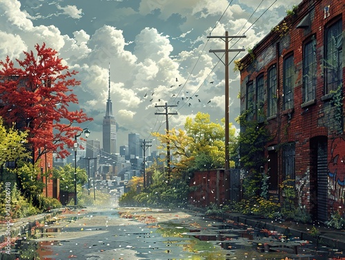 Urban Landscape: A Desolate Street in the City