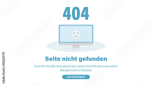 404 - Seite nicht gefunden - Monitor mit einem traurigen Smiley