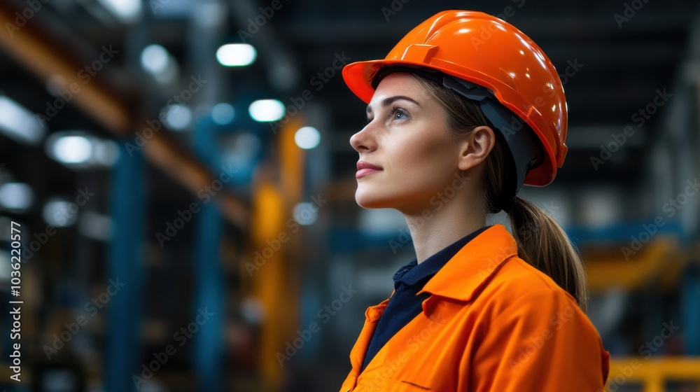 Worker in Safety Gear at Industrial Inspection Site Worker in Safety Gear at Industrial Inspection Site