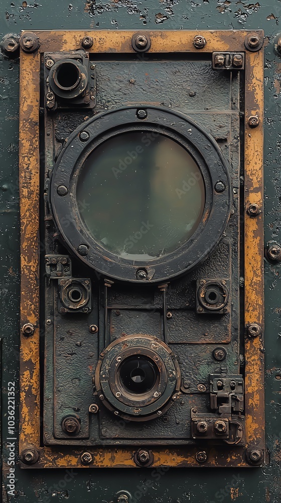 Picture frame made of repurposed military equipment, rugged and industrial look, no copyrighted elements Picture frame made of repurposed military equipment, rugged and industrial look, no copyrighted elements