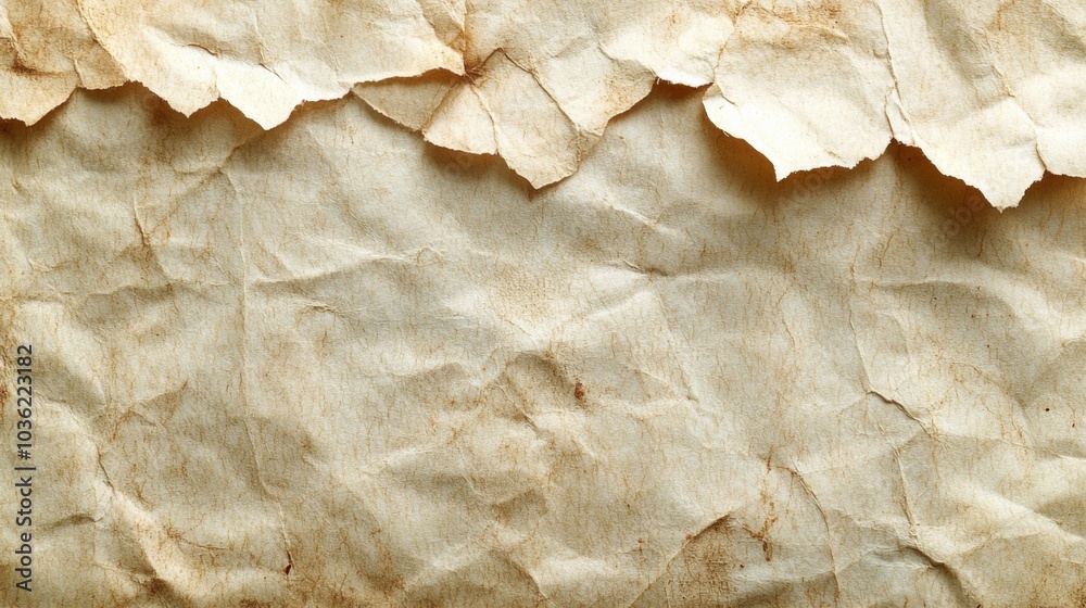 A piece of aged, crumpled paper shows distinct creases and a textured surface, perfect for use in artistic or design projects, evoking a classic, vintage feel. A piece of aged, crumpled paper shows distinct creases and a textured surface, perfect for use in artistic or design projects, evoking a classic, vintage feel.