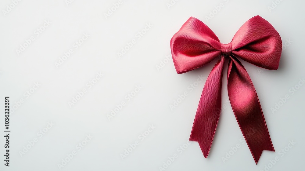 Red bow on white background with satin ribbon Red bow on white background with satin ribbon