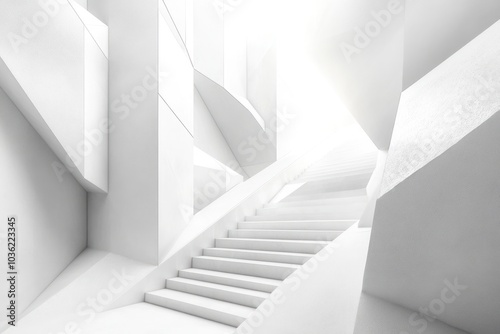 White Staircase in Minimalist Modern Architecture