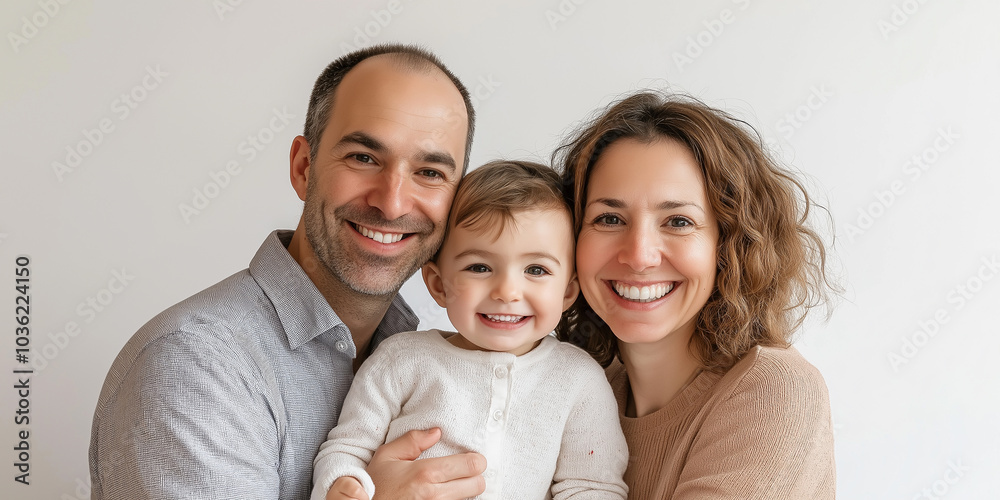 Happy family smiling and posing for a portrait Happy family smiling and posing for a portrait