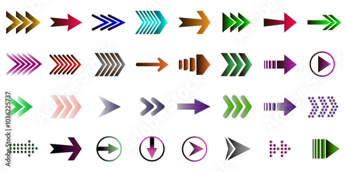 Arrows vector collection. Arrows set vector illustration. Colorful arrow symbols. vector icon. Arrows set icon. Arrow icon. Vector illustration