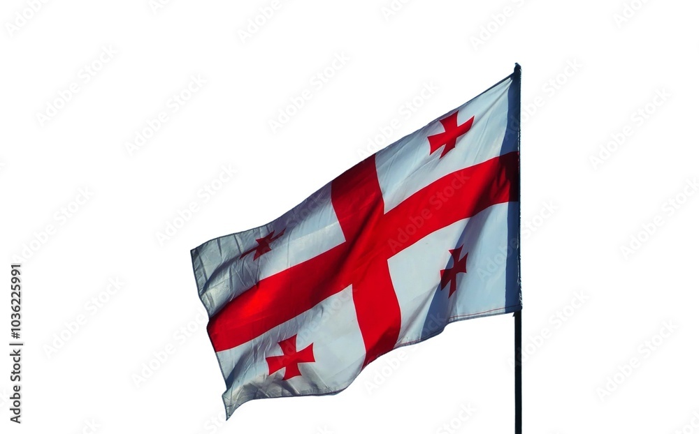Republic of Georgia national flag isolated on white background.