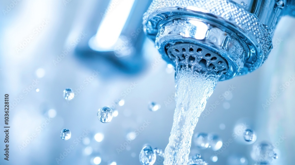 Close-up of Water Flowing from a Faucet Close-up of Water Flowing from a Faucet