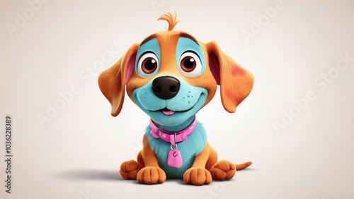 A single cartoonstyle sirlickslot dog with big eyes ,funny dog,smiling, illustration isolated on a plain white background