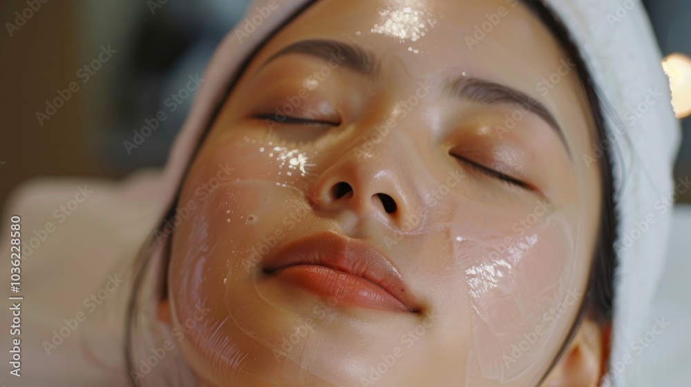 Asian girl at a beauty clinic receiving cosmetic surgery for skin whitening and rejuvenation, achieving a youthful appearance Asian girl at a beauty clinic receiving cosmetic surgery for skin whitening and rejuvenation, achieving a youthful appearance