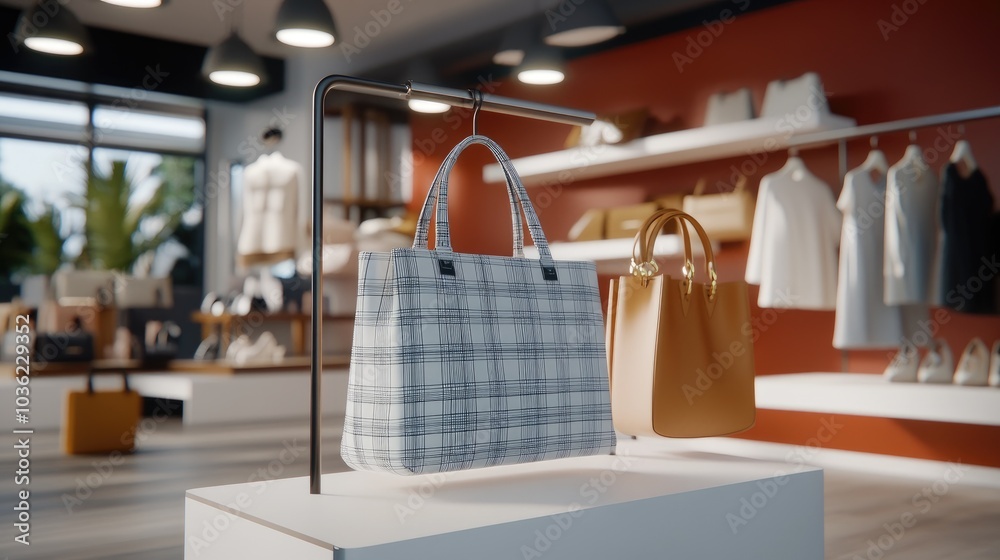 Showcasing fashionable coats, dresses, and accessories in a chic boutique with a vibrant red backdrop and sophisticated lighting Showcasing fashionable coats, dresses, and accessories in a chic boutique with a vibrant red backdrop and sophisticated lighting