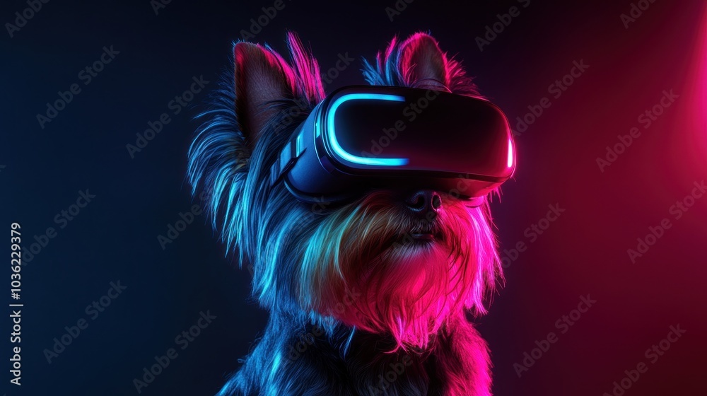 Obraz premium Dog Wearing Virtual Reality Headset