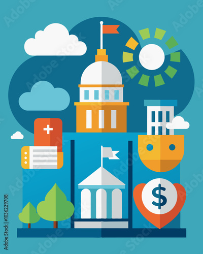 Government initiatives offering tax breaks and incentives to businesses to boost economic activity and stimulate recovery.. Vector illustration