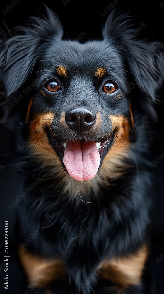 Cute Black and Brown Dog Portrait with Happy Expression Cute Black and Brown Dog Portrait with Happy Expression