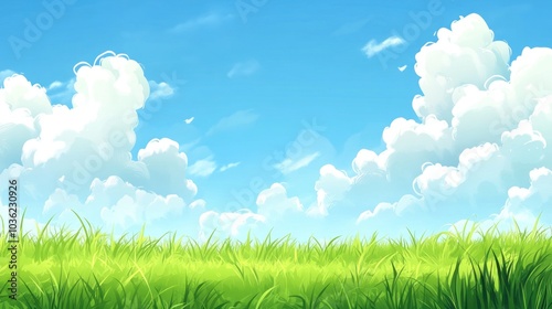 Summery Meadow Under a Blue Sky