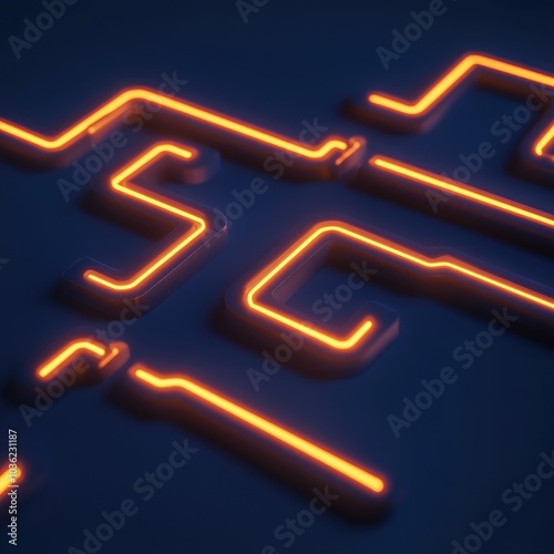 A glowing neon circuit design on a dark background, suggesting technology and innovation.