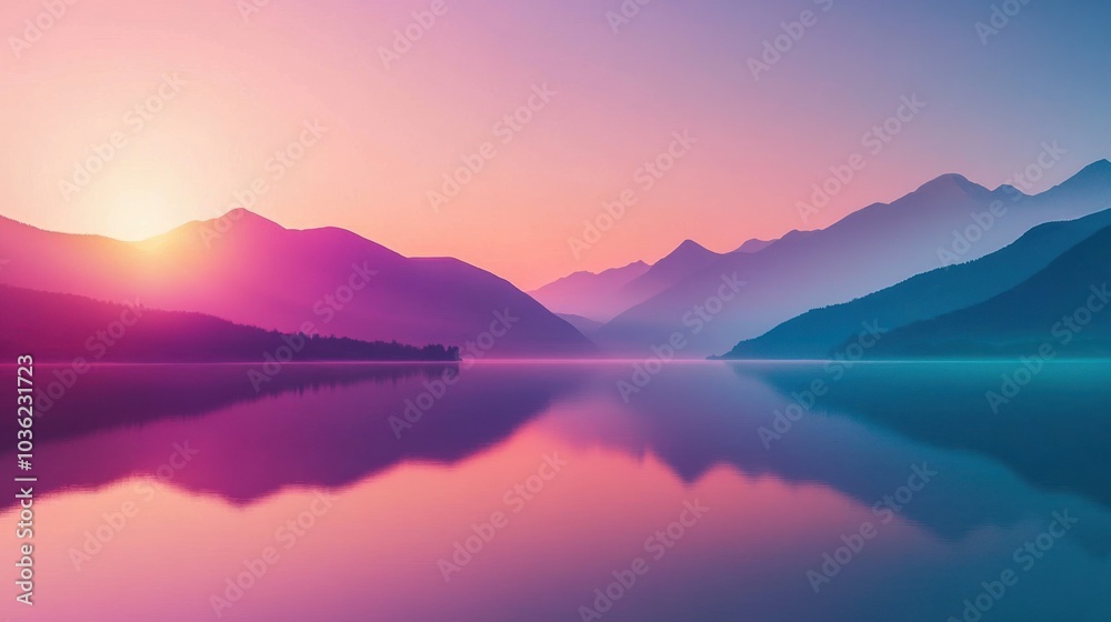 Fototapeta premium Pink and Blue Mountain Lake
