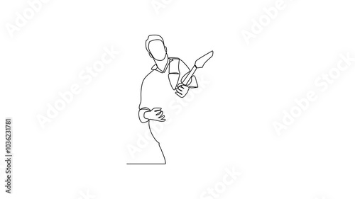 Animated self drawing of guitarist video illustration. Guitarist design in simple continuous linear style video concept. Guitarist video design for educational presentation and business purpose.