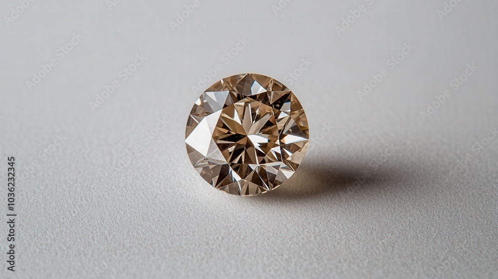 A perfectly cut diamond gleams brilliantly against a plain white background, showcasing its dazzling facets and exquisite craftsmanship A perfectly cut diamond gleams brilliantly against a plain white background, showcasing its dazzling facets and exquisite craftsmanship