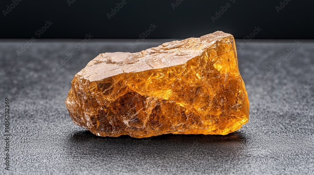 A stunning yellow topaz gemstone reflecting light beautifully in a well-lit setting, showcasing its perfect cut and vibrant color A stunning yellow topaz gemstone reflecting light beautifully in a well-lit setting, showcasing its perfect cut and vibrant color