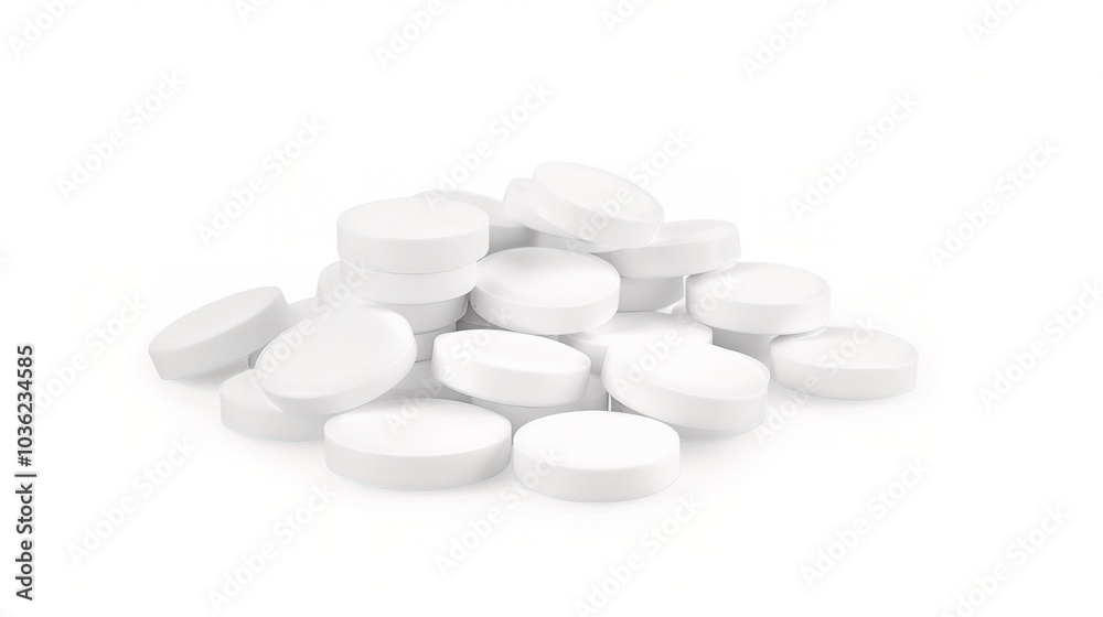 White medicine pill tablet on white background - a symbol of purity and healing. This pristine white pill on an equally white backdrop represents the potential for health and recovery White medicine pill tablet on white background - a symbol of purity and healing. This pristine white pill on an equally white backdrop represents the potential for health and recovery
