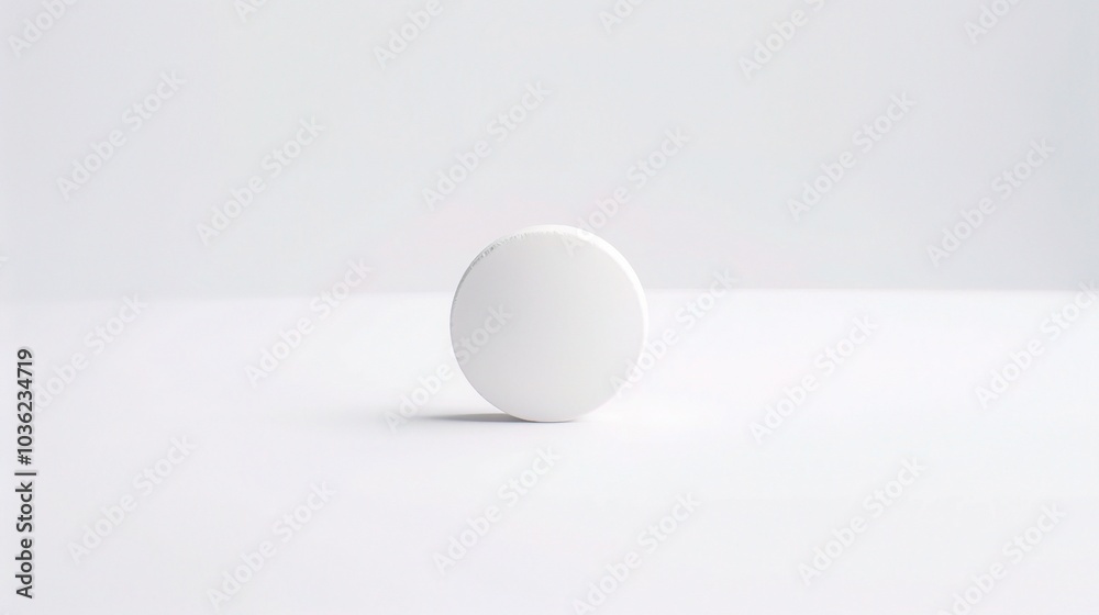 White medicine pill tablet on white background - a symbol of purity and healing. This pristine white pill on an equally white backdrop represents the potential for health and recovery White medicine pill tablet on white background - a symbol of purity and healing. This pristine white pill on an equally white backdrop represents the potential for health and recovery