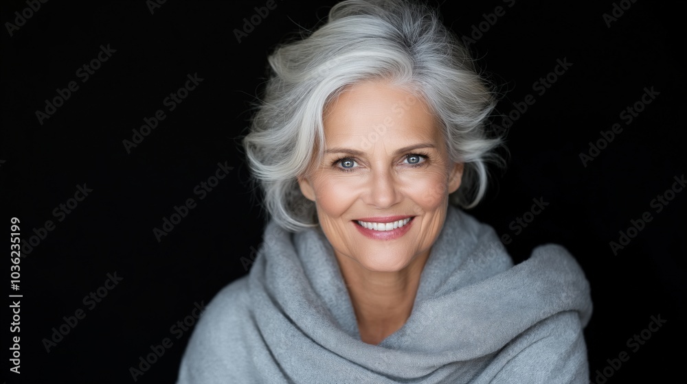 An older woman with silver hair and deep smile lines showcasing life’s experiences and joy in a cozy setting An older woman with silver hair and deep smile lines showcasing life’s experiences and joy in a cozy setting