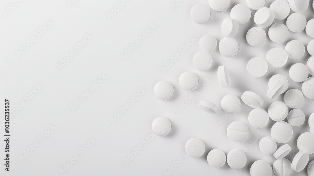 White medicine pill tablet on white background - a symbol of purity and healing. This pristine white pill on an equally white backdrop represents the potential for health and recovery White medicine pill tablet on white background - a symbol of purity and healing. This pristine white pill on an equally white backdrop represents the potential for health and recovery