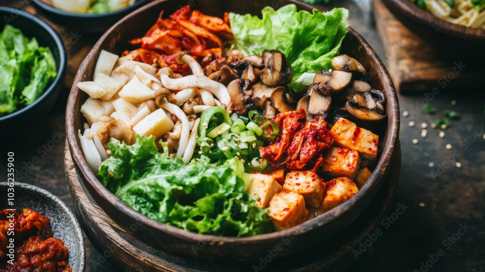 Colorful Bowl of Fresh Vegetables and Ingredients Colorful Bowl of Fresh Vegetables and Ingredients