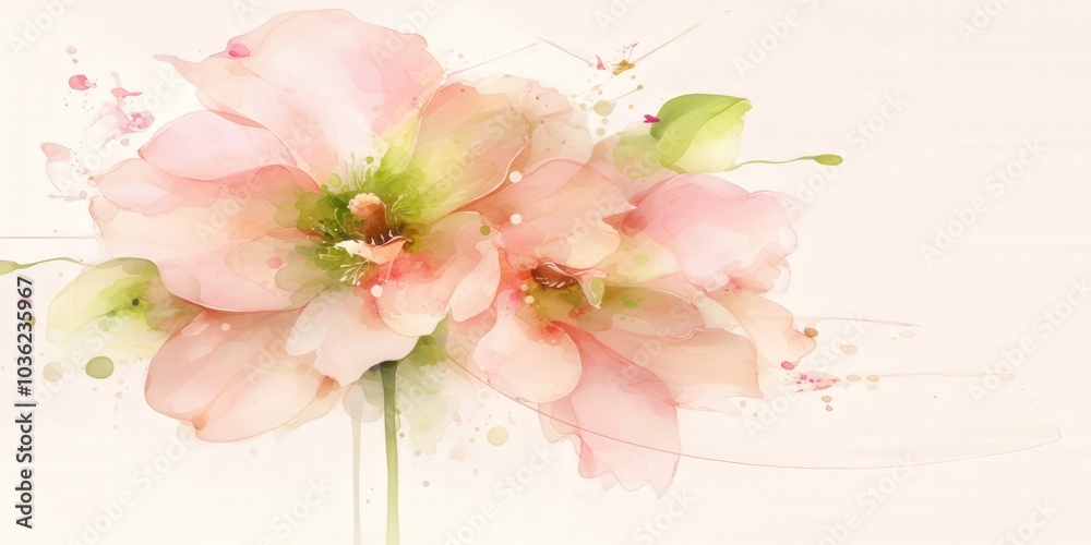 Fototapeta premium A serene jade magnolia blossom with soft green tones gently floating against a pure white backdrop, evoking tranquility and elegance