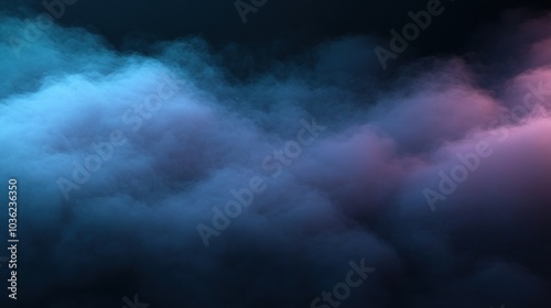 Abstract Blue and Pink Smoke Clouds on Black Background