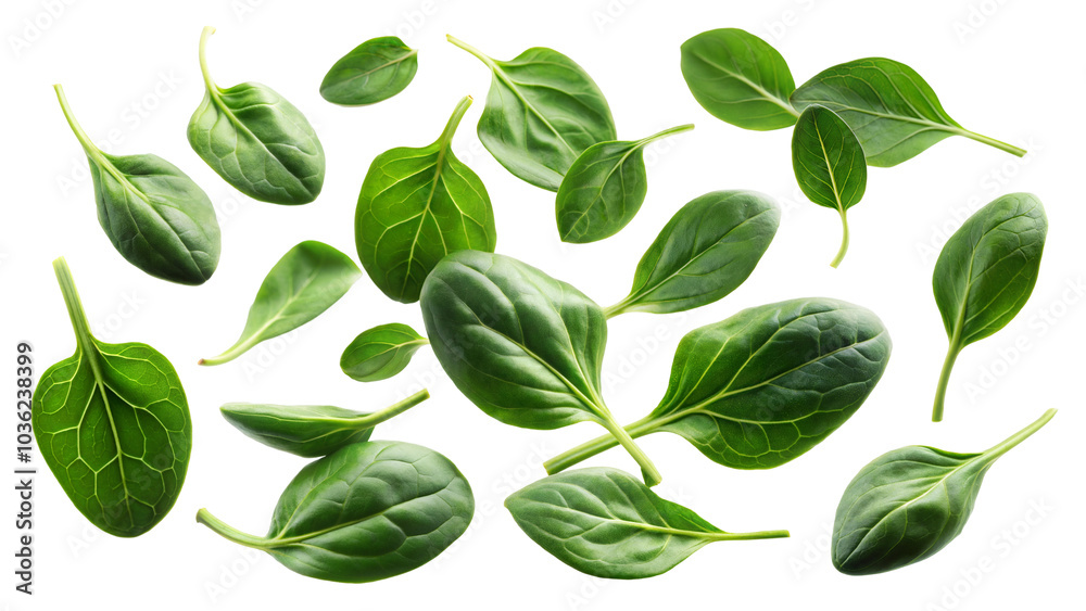 custom made wallpaper toronto digitalFresh green spinach leaves arranged, isolated on transparent or white background.