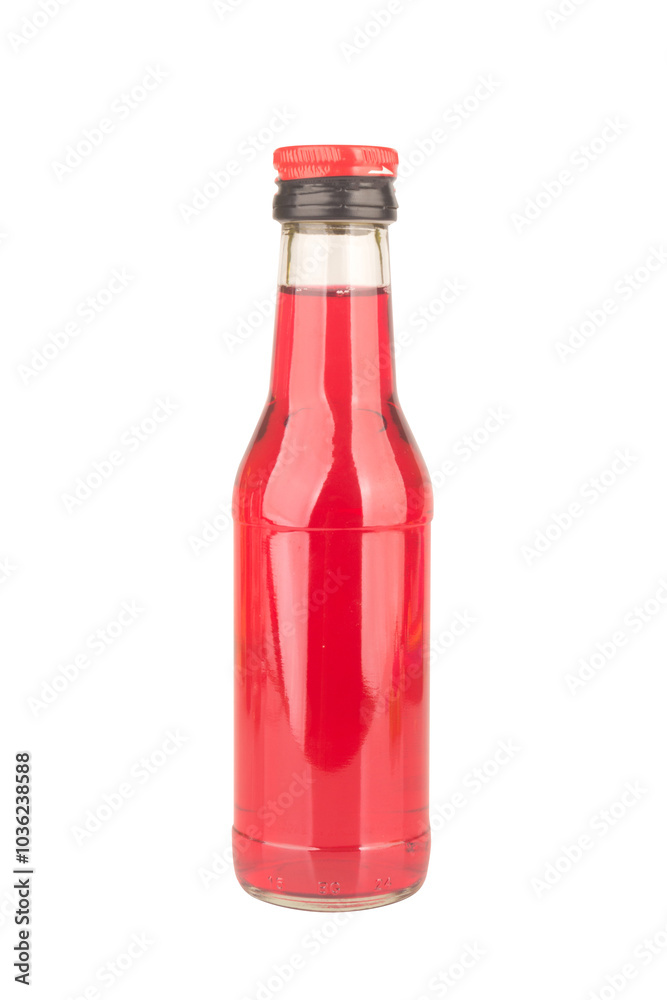 Glass bottle, water red isolated on white background Glass bottle, water red isolated on white background