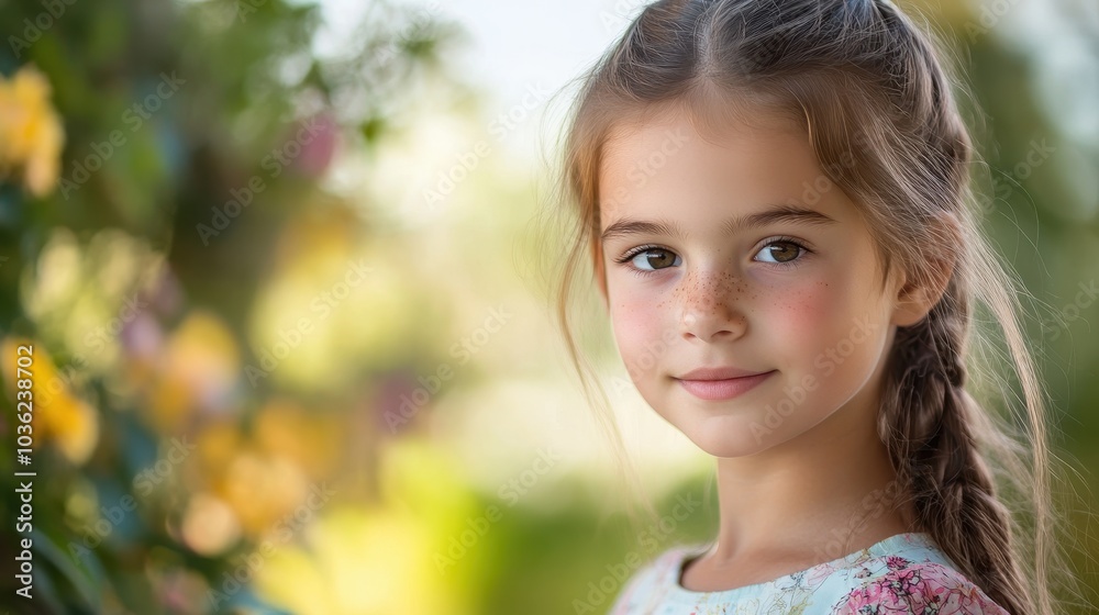 Portrait of a girl. Background with selective focus and copy space Portrait of a girl. Background with selective focus and copy space