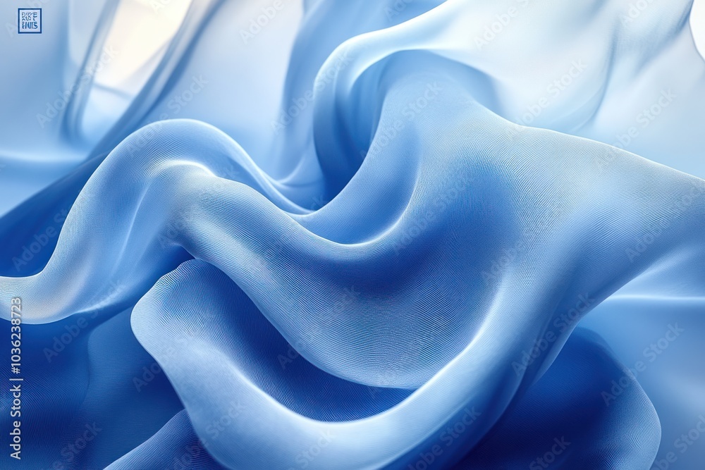 Obraz premium Abstract Blue Fabric Texture with Smooth, Flowing Waves
